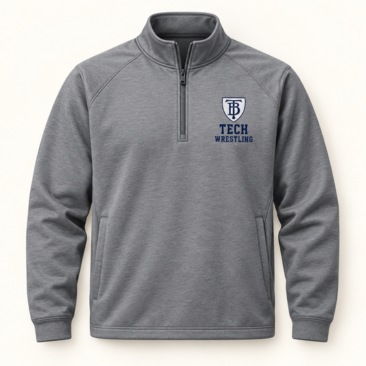 Brooklyn Tech Wrestling Crest Quarter-Zip | Gray digital mockup