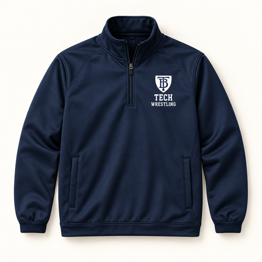 Brooklyn Tech Wrestling Crest Quarter-Zip | Navy digital mockup