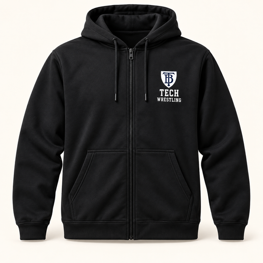 Brooklyn Tech Wrestling Crest Full-Zip Hoodie | Black digital mockup