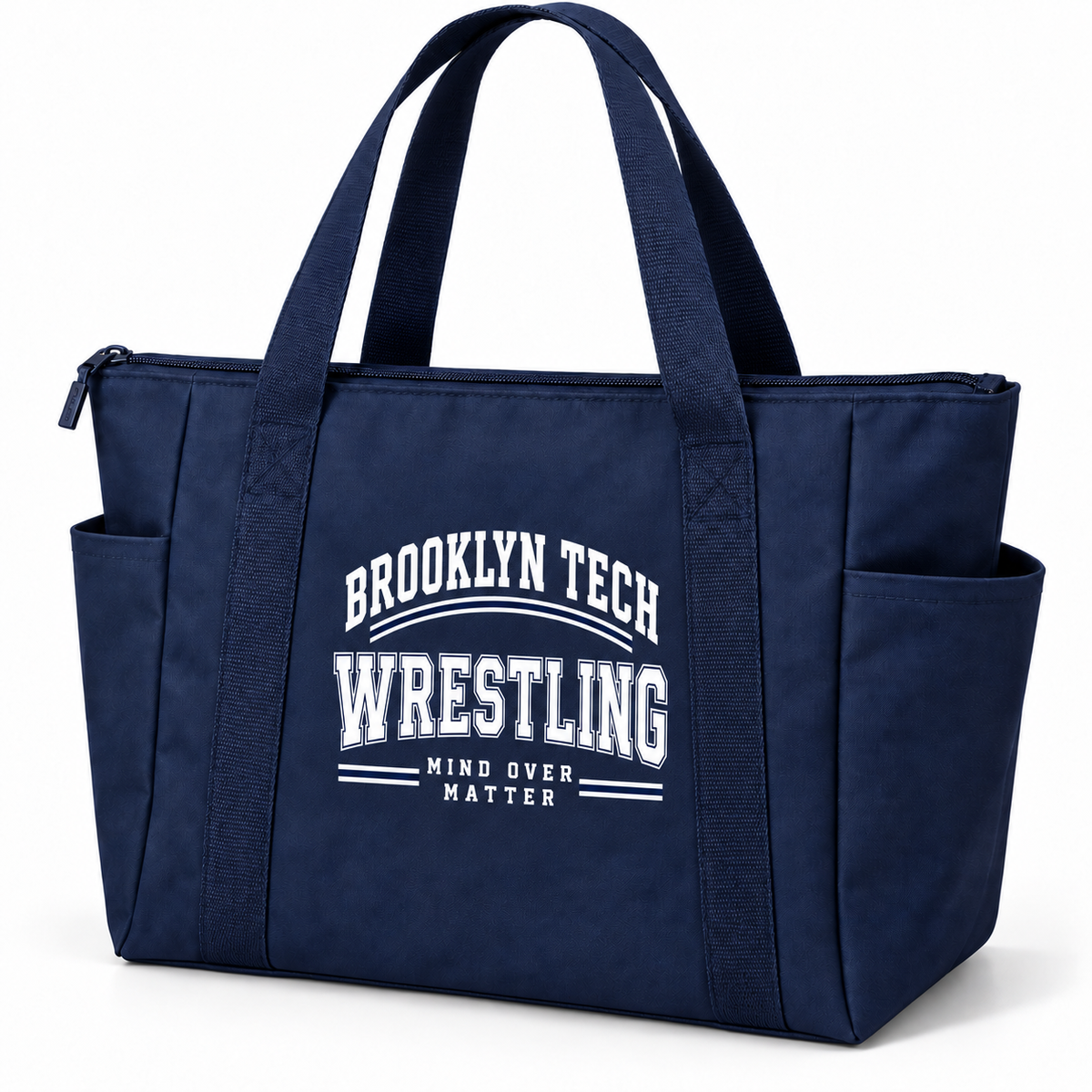 Brooklyn Tech Wrestling Essential Zip-Top Tote | Navy preliminary decoration mockup