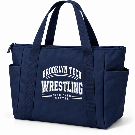 Brooklyn Tech Wrestling Essential Zip-Top Tote | Navy preliminary decoration mockup
