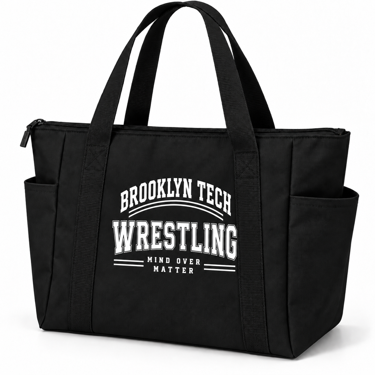 Brooklyn Tech Wrestling Essential Zip-Top Tote | Black preliminary decoration mockup
