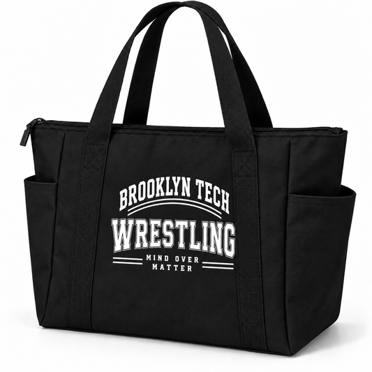 Brooklyn Tech Wrestling Essential Zip-Top Tote | Black preliminary decoration mockup