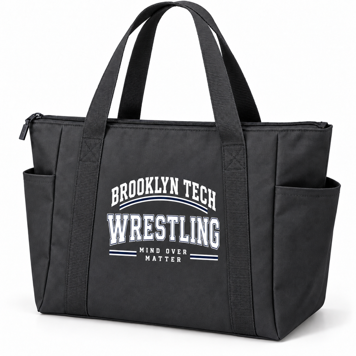 Brooklyn Tech Wrestling Essential Zip-Top Tote | Dark Charcoal preliminary decoration mockup