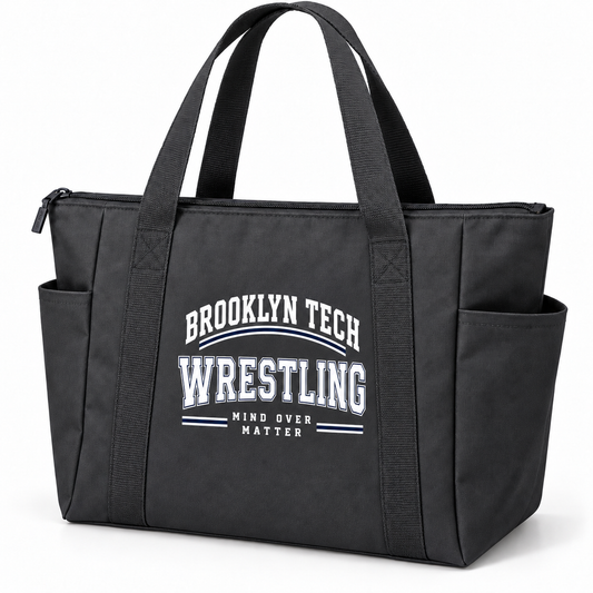 Brooklyn Tech Wrestling Essential Zip-Top Tote | Dark Charcoal preliminary decoration mockup