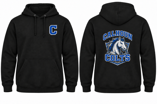 CALHOUN COLTS black hoodie front and back