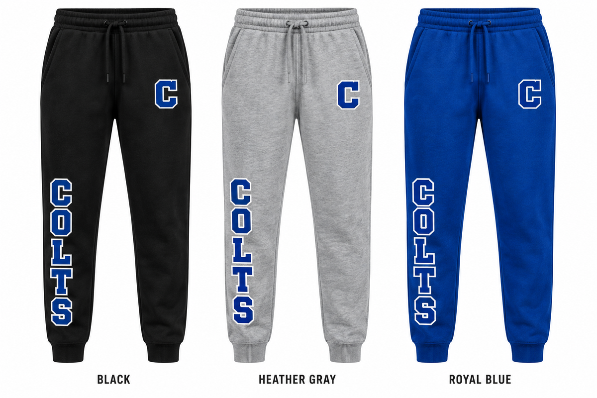 calhoun varsity joggers in Black, Heather Gray and Royal Blue