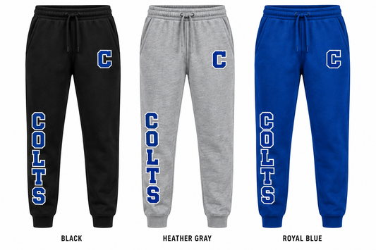 calhoun varsity joggers in Black, Heather Gray and Royal Blue