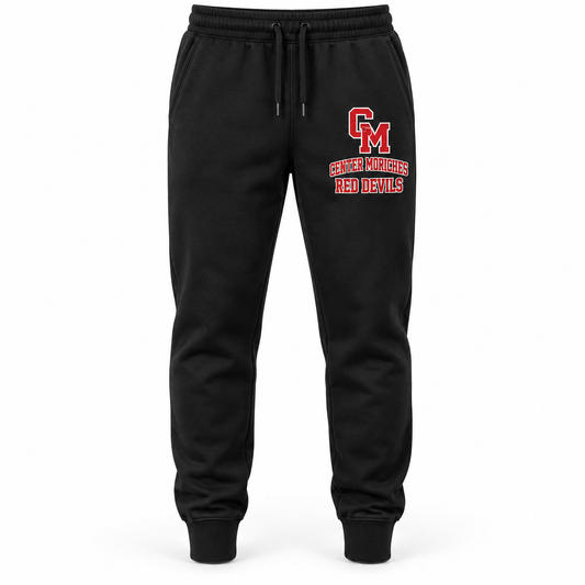Center Moriches Red Devils Varsity Joggers in Black, front view