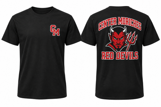 CENTER MORICHES RED DEVILS black tee front and back
