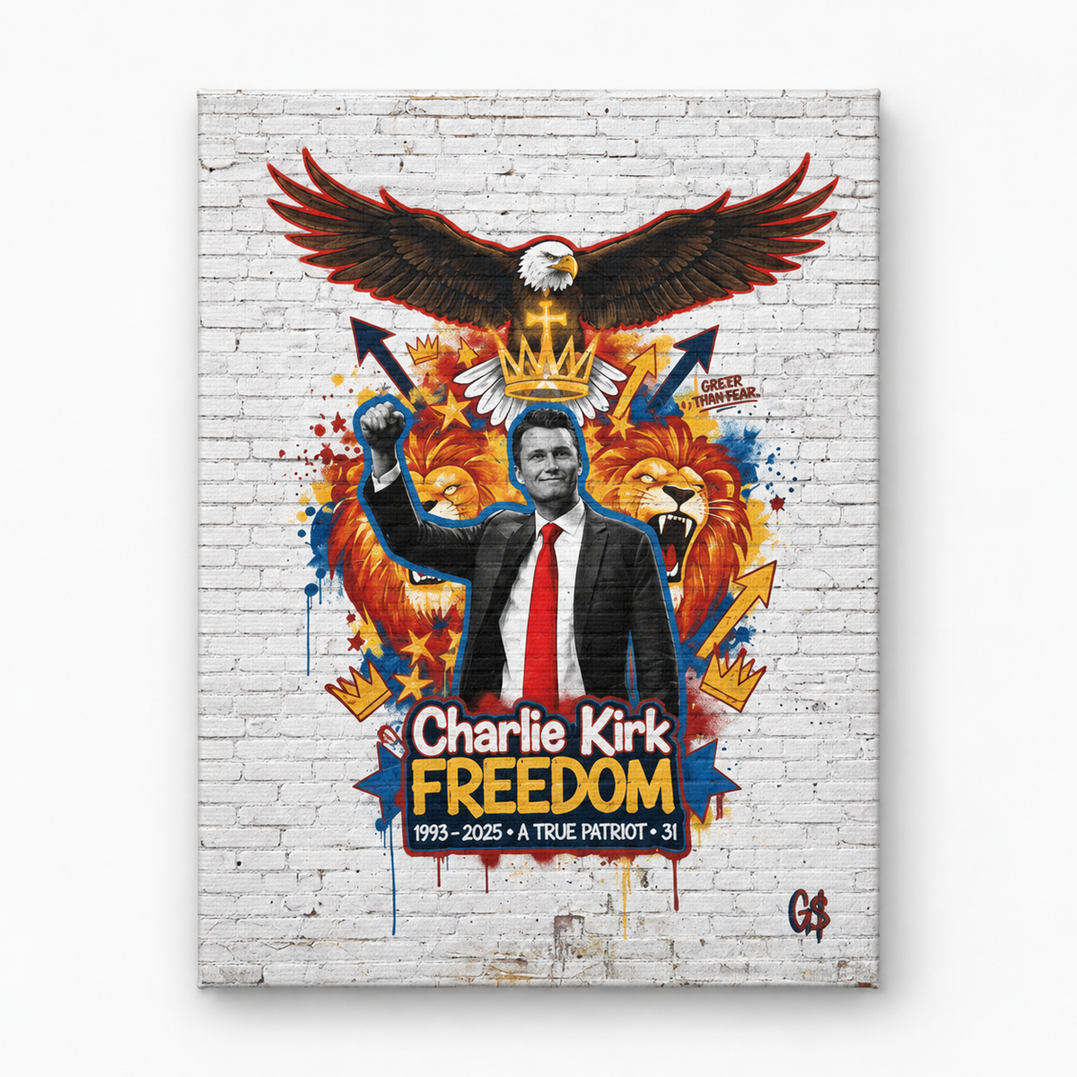 Charlie Kirk “FREEDOM” Limited Edition Canvas Wall Art 1 0F 5 — studio product view