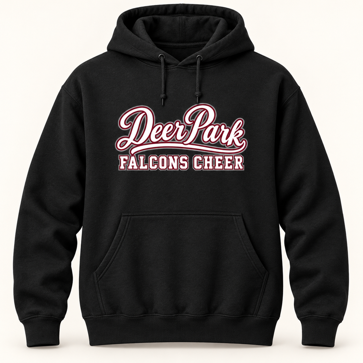 Deer Park Falcons Cheer adult black script hoodie