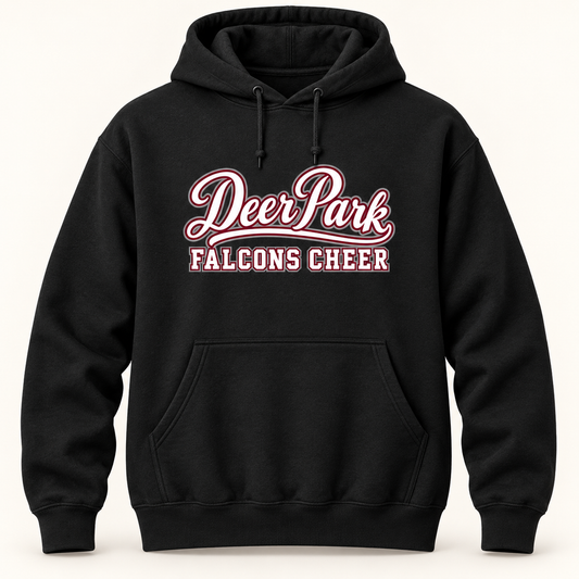Deer Park Falcons Cheer adult black script hoodie
