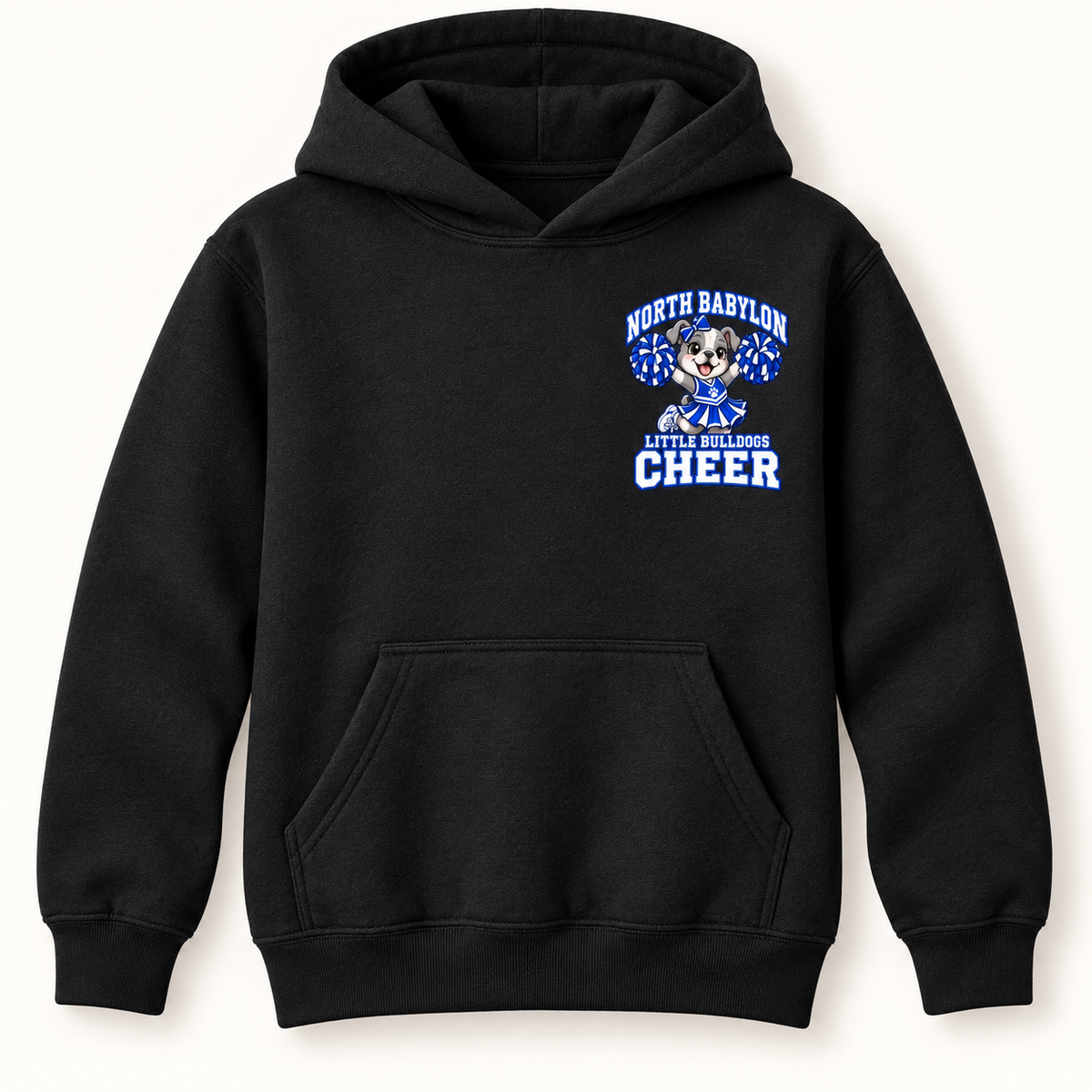 North Babylon Little Bulldogs Cheer youth black hoodie