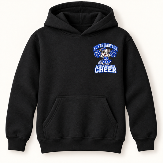 North Babylon Little Bulldogs Cheer youth black hoodie