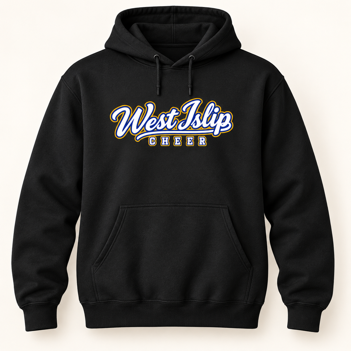 West Islip Cheer adult black script hoodie