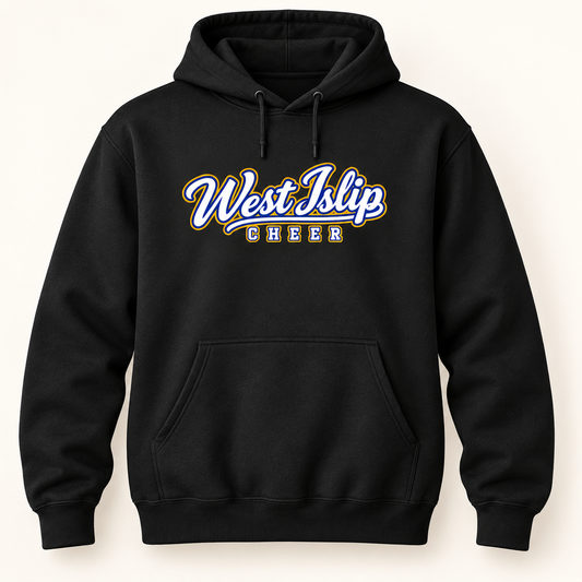 West Islip Cheer adult black script hoodie