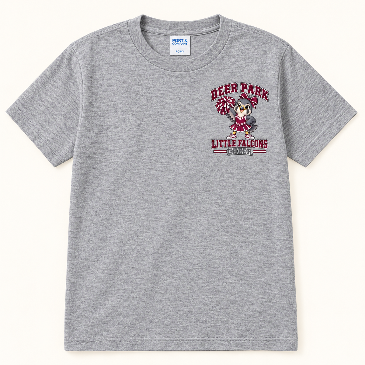 Deer Park Cheer Little Falcons youth T-shirt in Athletic Heather Gray