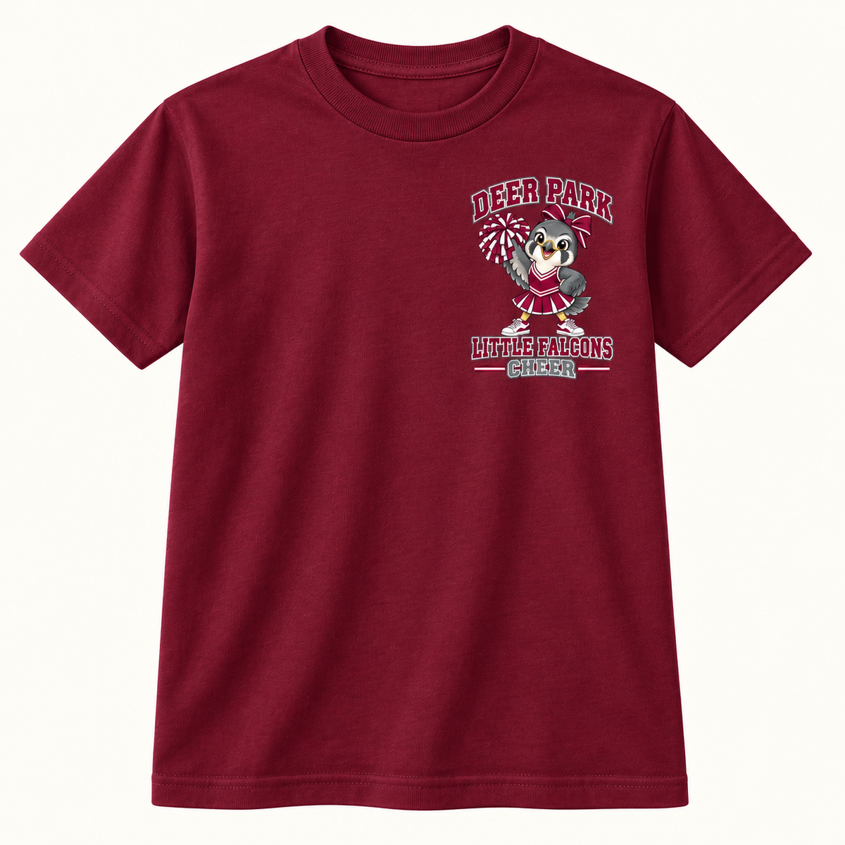 Deer Park Cheer Little Falcons youth T-shirt in Maroon