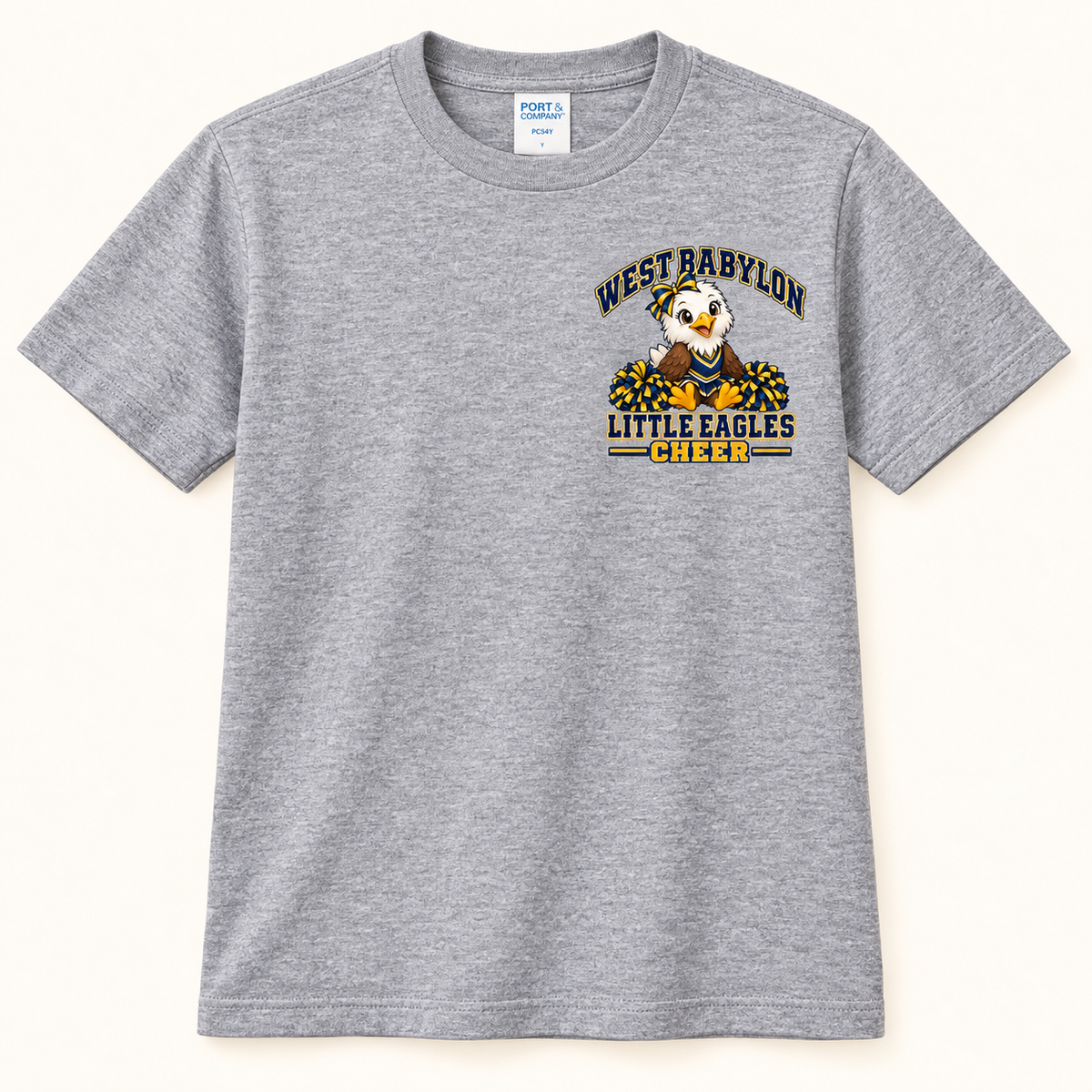 West Babylon Cheer Little Eagles youth T-shirt in Athletic Heather Gray