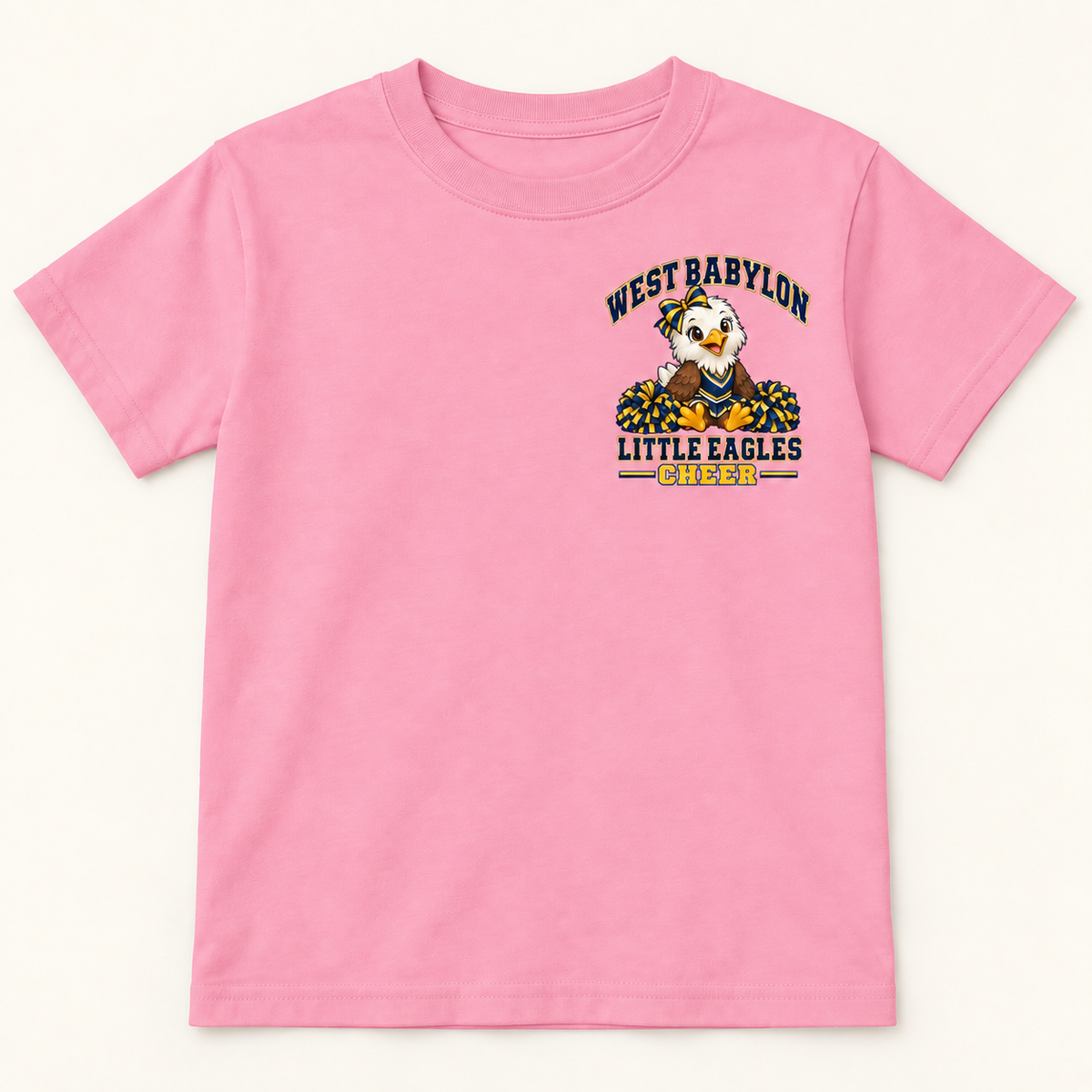 West Babylon Cheer Little Eagles youth T-shirt in Candy Pink