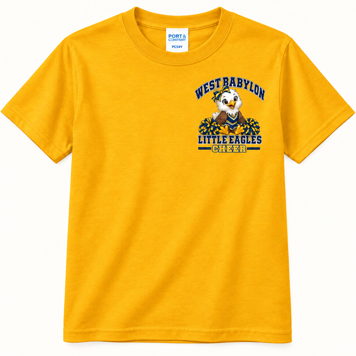 West Babylon Cheer Little Eagles youth T-shirt in Gold