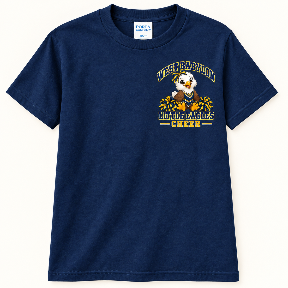 West Babylon Cheer Little Eagles youth T-shirt in Navy Blue
