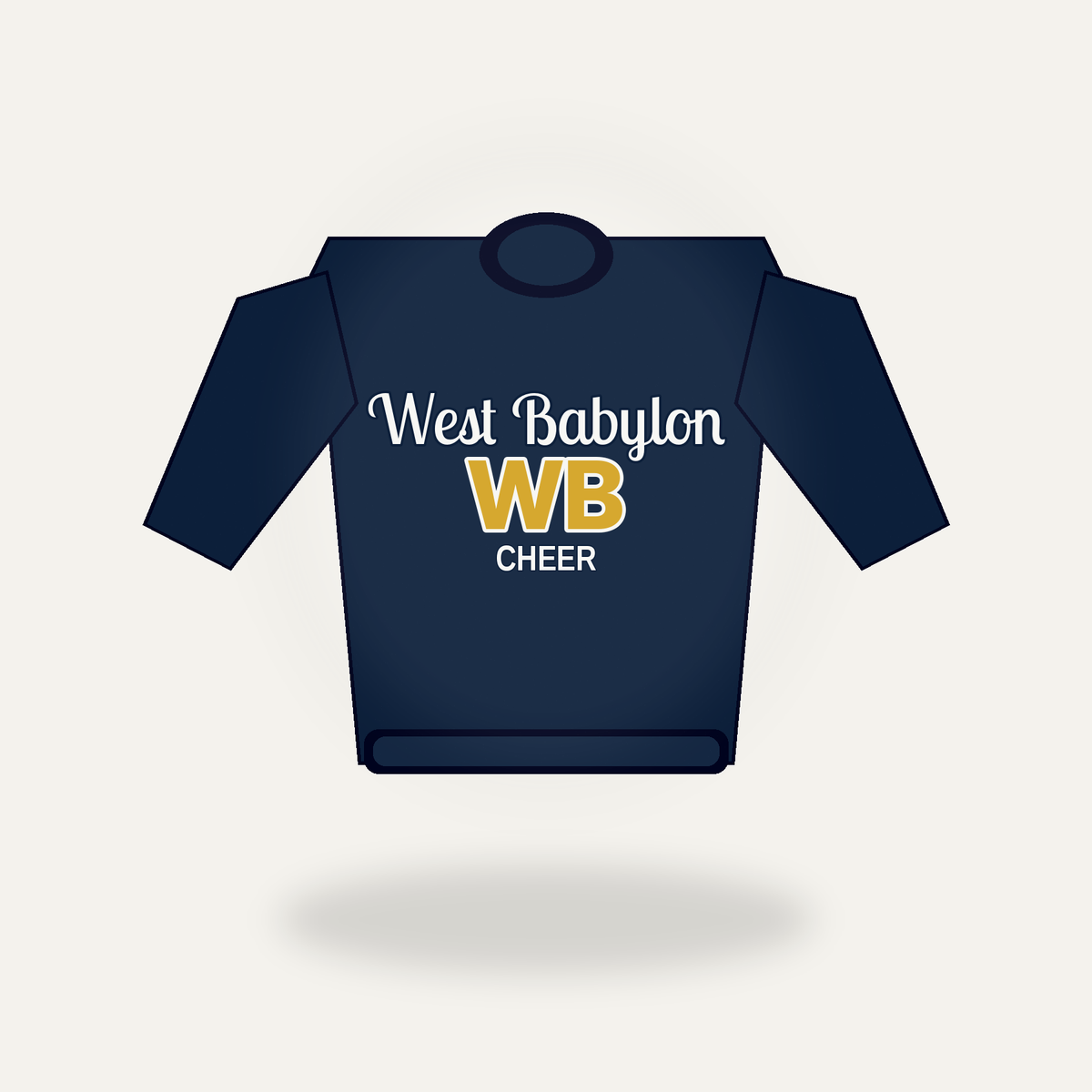West Babylon Cheer women's WB collegiate script cropped crewneck - primary product mockup