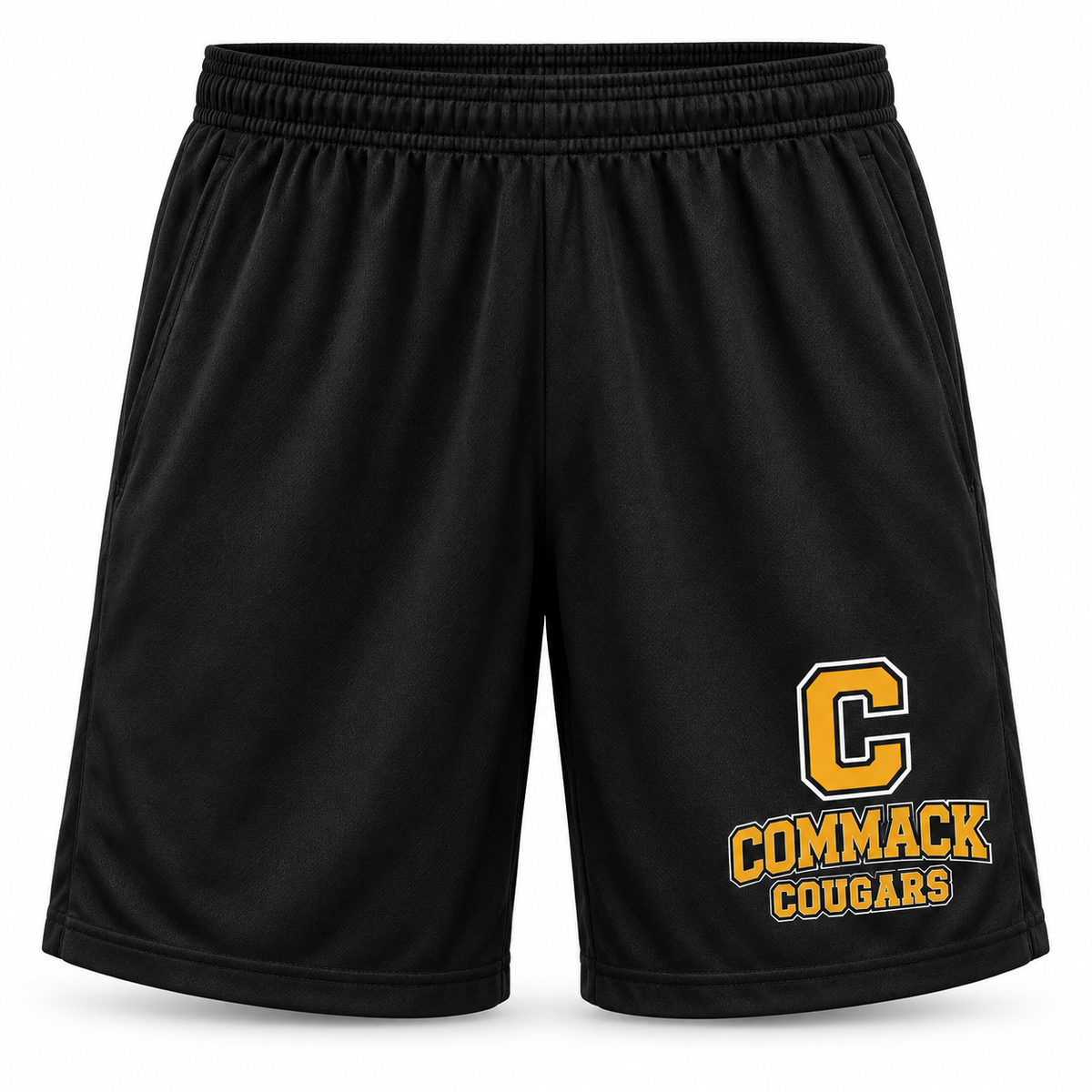 Commack Cougars Rally Shorts in Black, front view