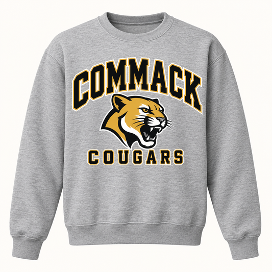 Commack Cougars Campus Crewneck Sweatshirt in Heather Gray