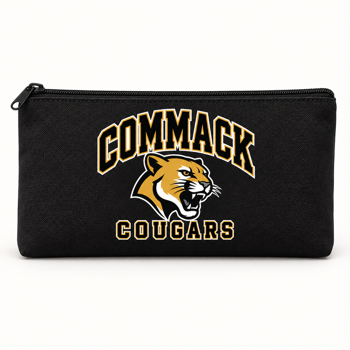 Commack Cougars Campus Zippered Pencil Pouch — Black