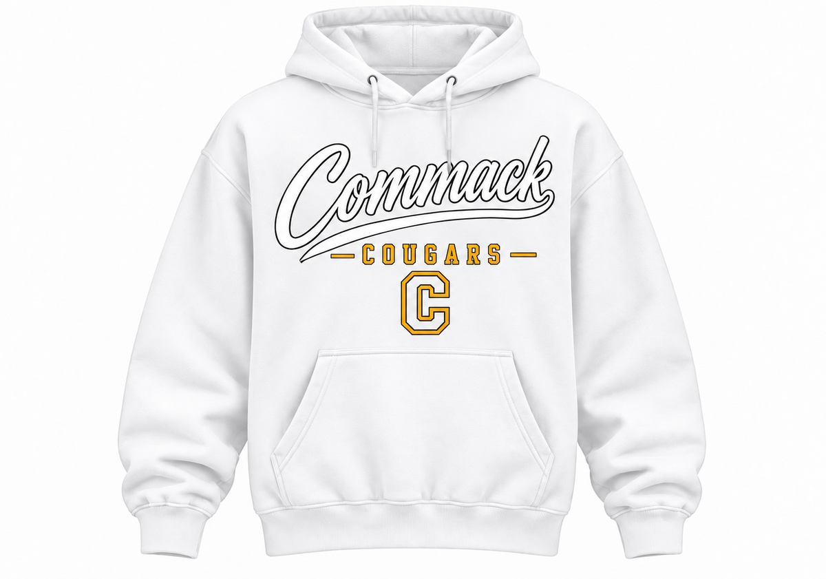 White Commack gold Cougars hoodie