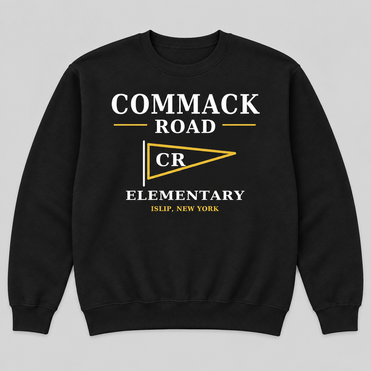 Black Commack Road Elementary Heritage Pennant Adult Crewneck Sweatshirt