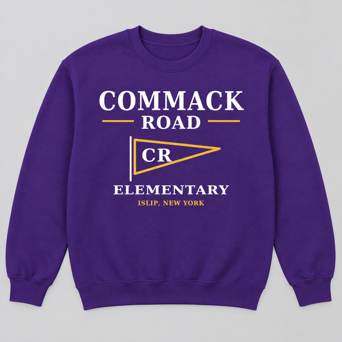 Purple Commack Road Elementary Heritage Pennant Adult Crewneck Sweatshirt