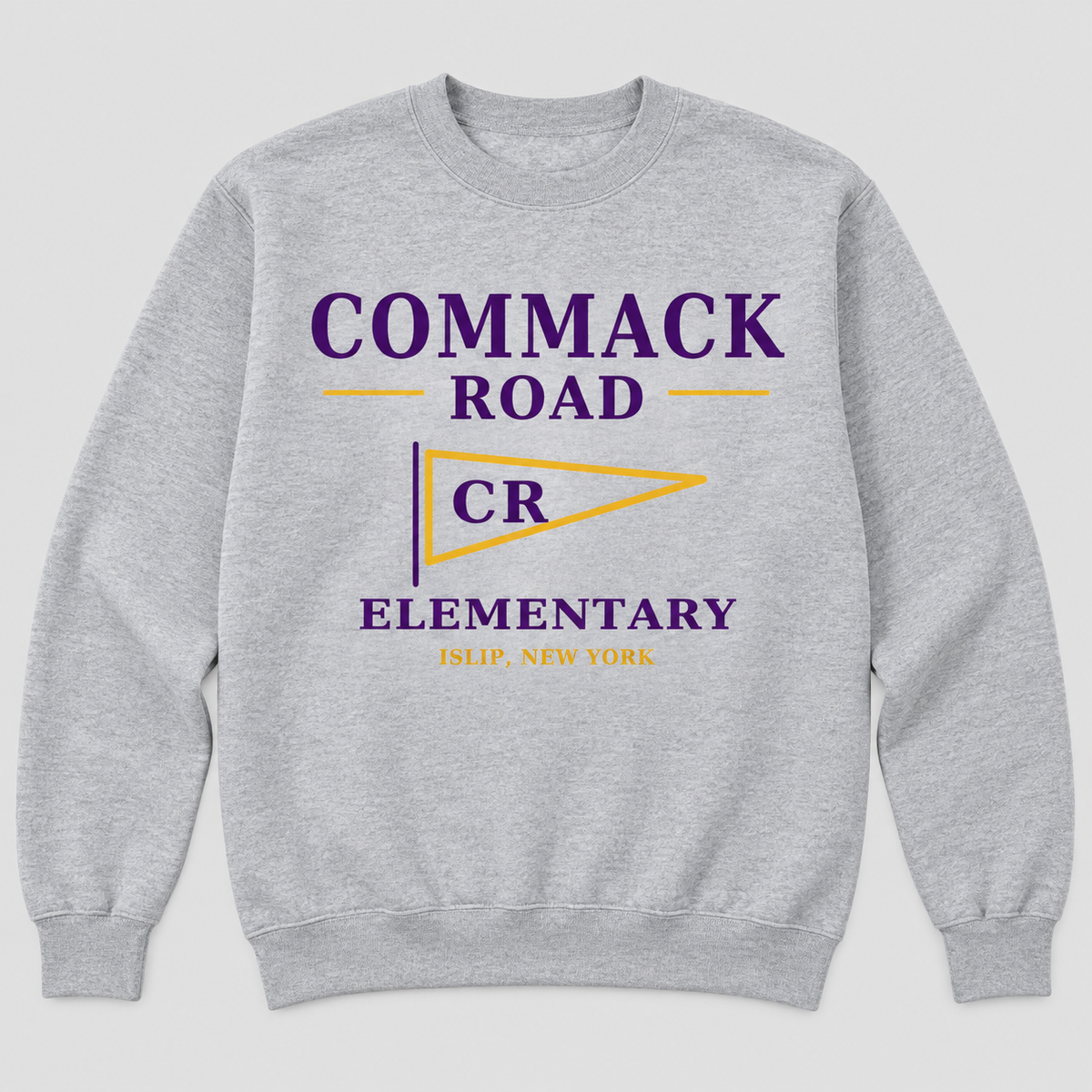 Sport Grey Commack Road Elementary Heritage Pennant Adult Crewneck Sweatshirt