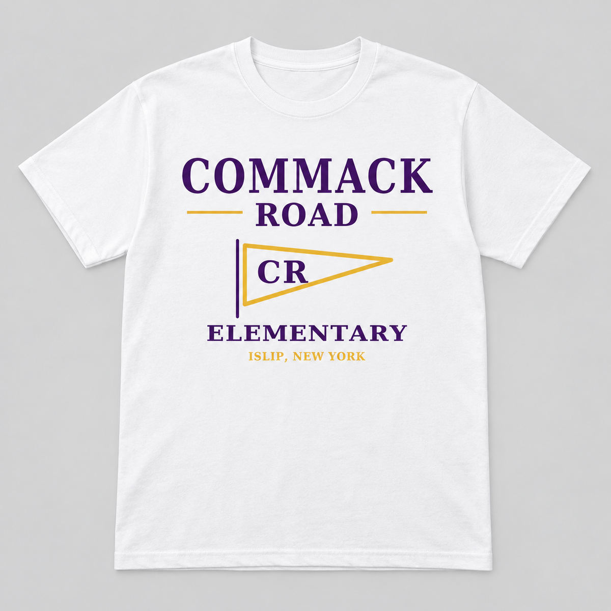 White Commack Road Elementary Heritage Pennant Adult Tee
