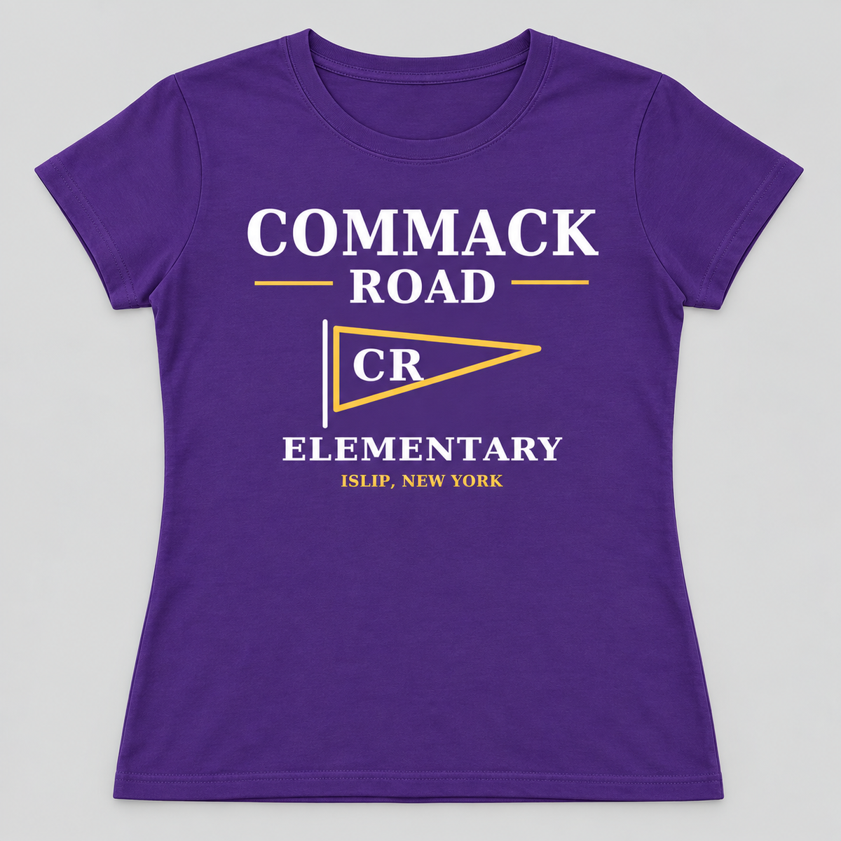Purple Commack Road Elementary Heritage Pennant Women's Crewneck Tee