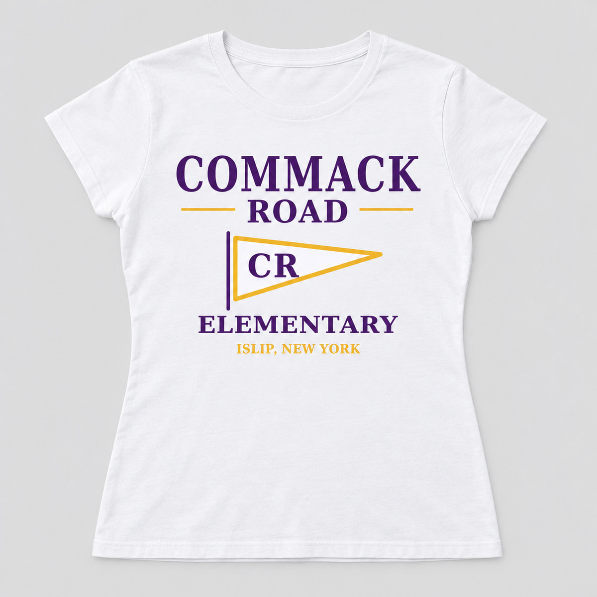 White Commack Road Elementary Heritage Pennant Women's Crewneck Tee