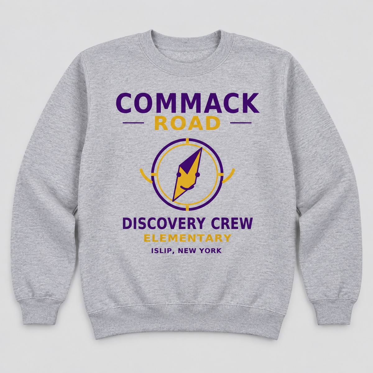 Sport Grey Commack Road Elementary Discovery Crew Youth Crewneck Sweatshirt