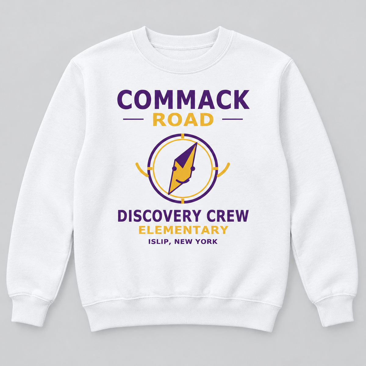 White Commack Road Elementary Discovery Crew Youth Crewneck Sweatshirt