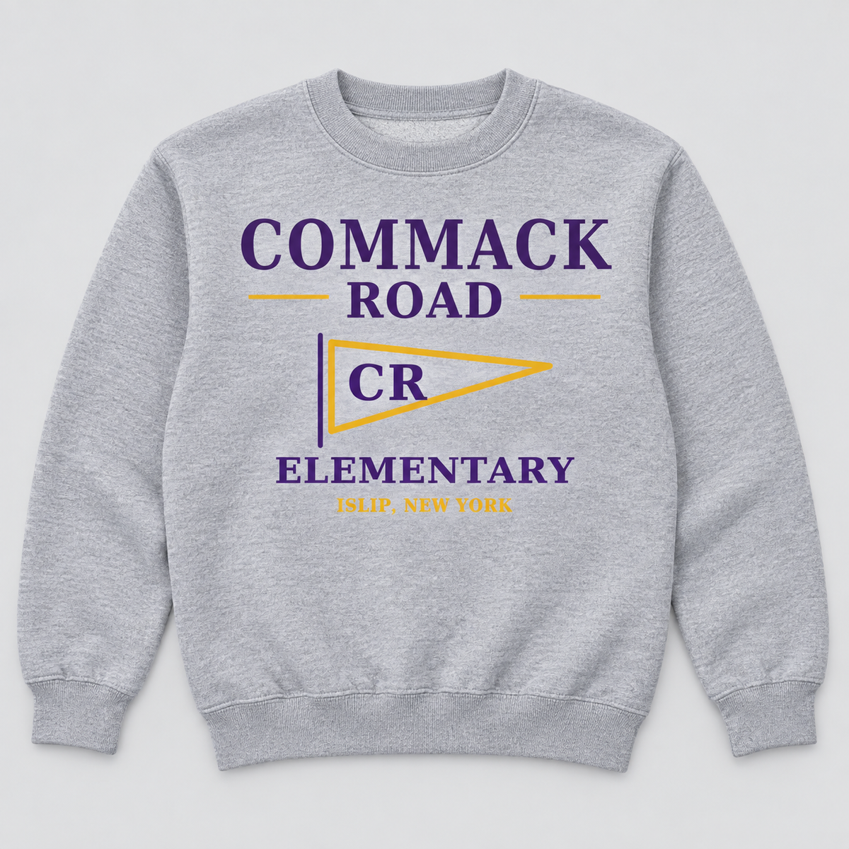 Sport Grey Commack Road Elementary Heritage Pennant Youth Crewneck Sweatshirt