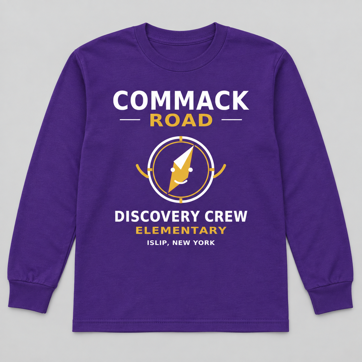 Purple Commack Road Elementary Discovery Crew Youth Long Sleeve Tee