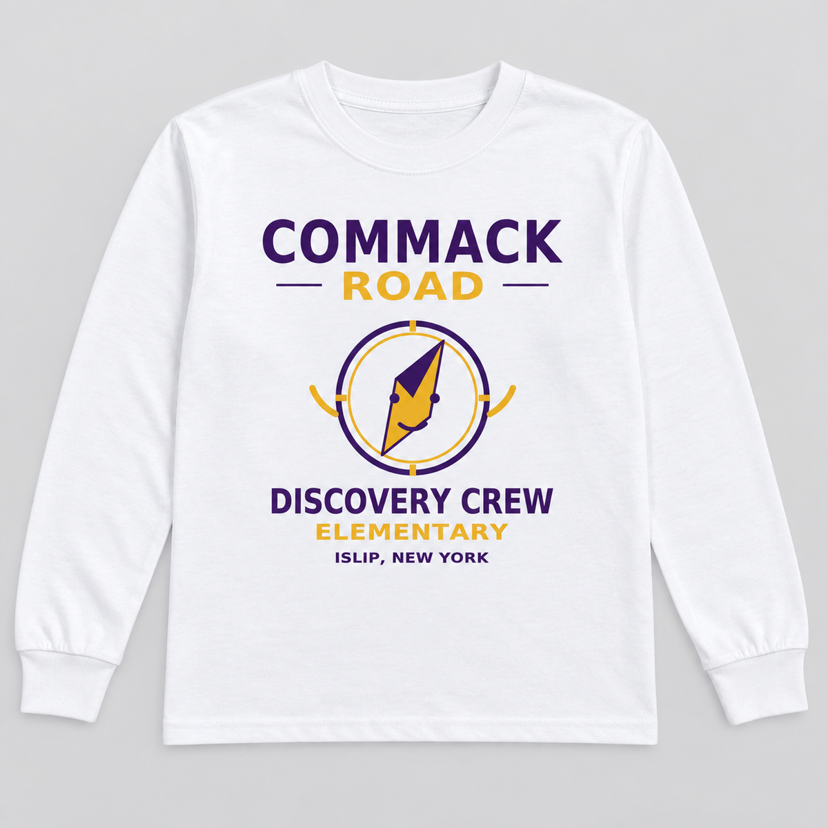 White Commack Road Elementary Discovery Crew Youth Long Sleeve Tee