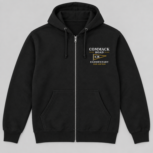 Black Commack Road Elementary Heritage Pennant Adult Zip Hoodie