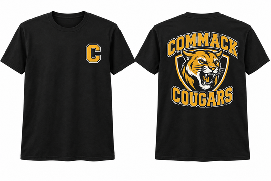 COMMACK COUGARS black tee front and back