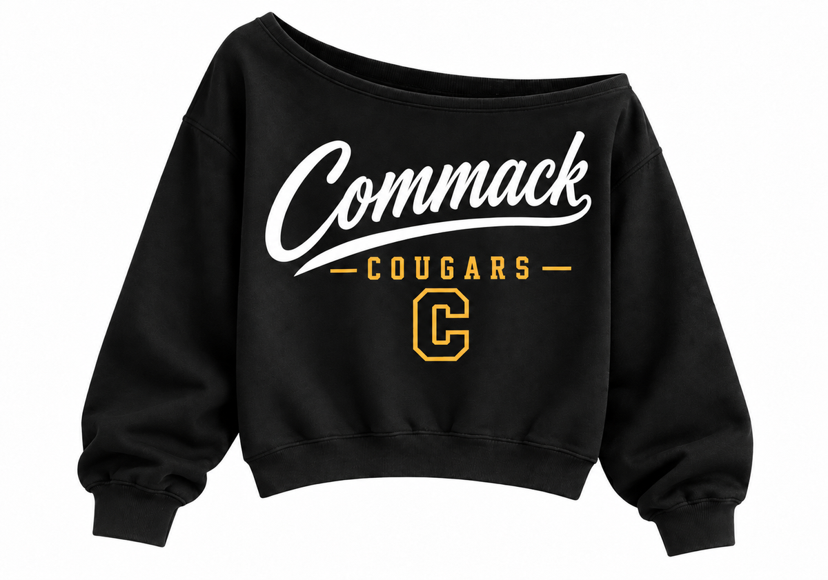 Black Commack White Script Crop Sweatshirt