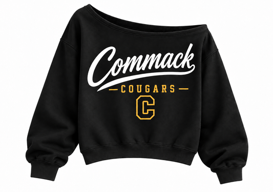 Black Commack White Script Crop Sweatshirt