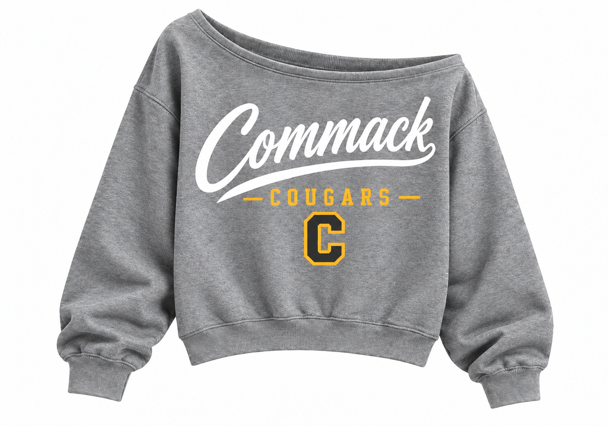 Heather Gray Commack White Script Crop Sweatshirt