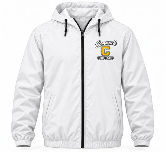 Commack Cougars Sideline Full-Zip Windbreaker — Free Name Personalization — White
