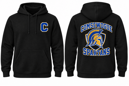 COMSEWOGUE SPARTANS black hoodie front and back